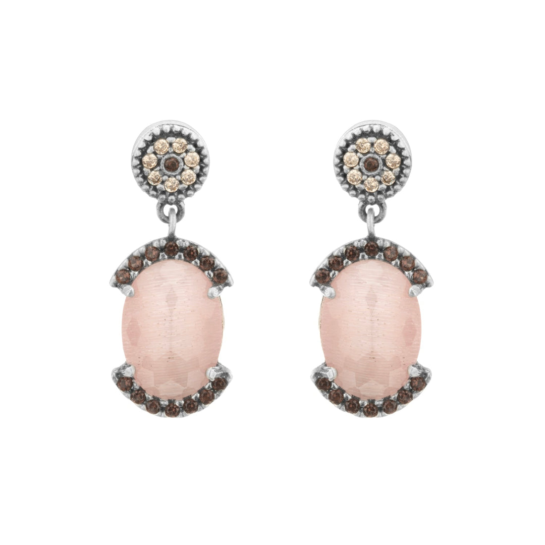 Pendientes plata ojo gato rosa orla circos brown