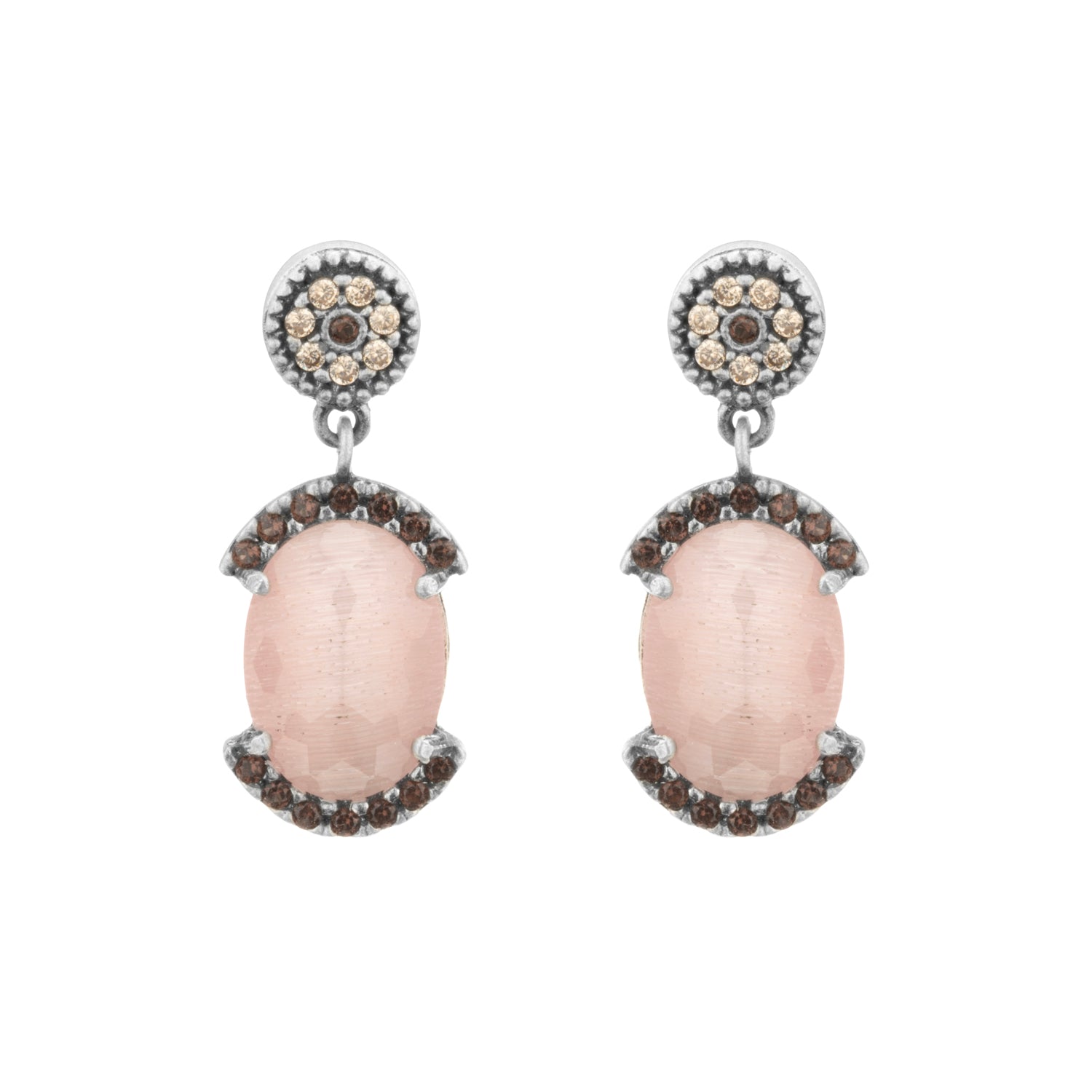 Pendientes plata ojo gato rosa orla circos brown