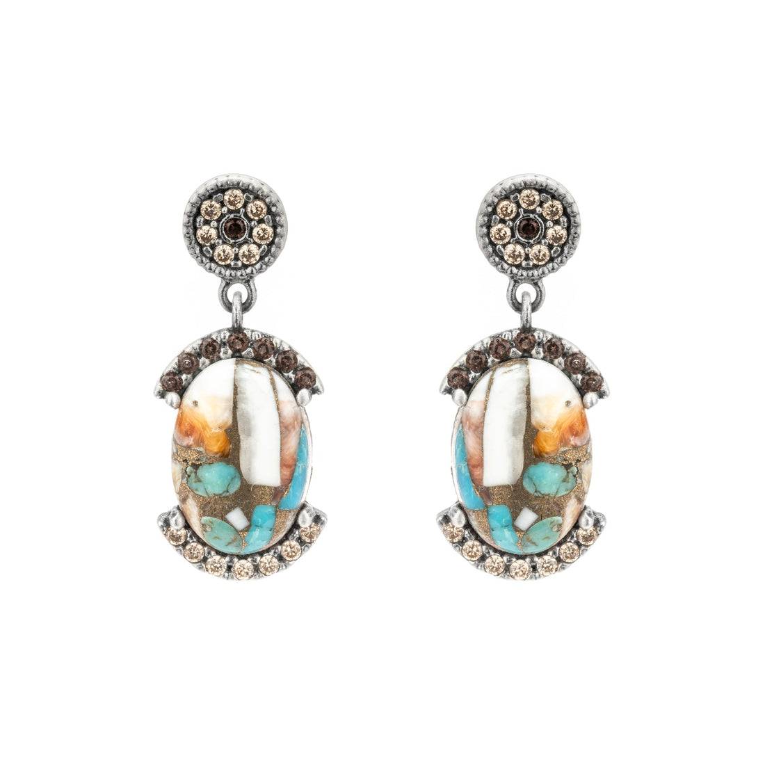 Pendientes plata turquesa copper orla circos bicolor