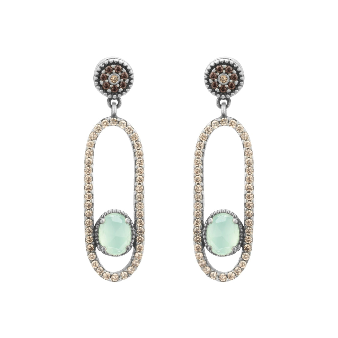 Pendientes plata calcedonia y circos cava