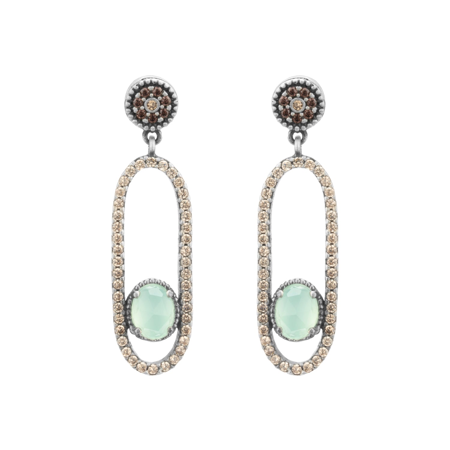 Pendientes plata calcedonia y circos cava