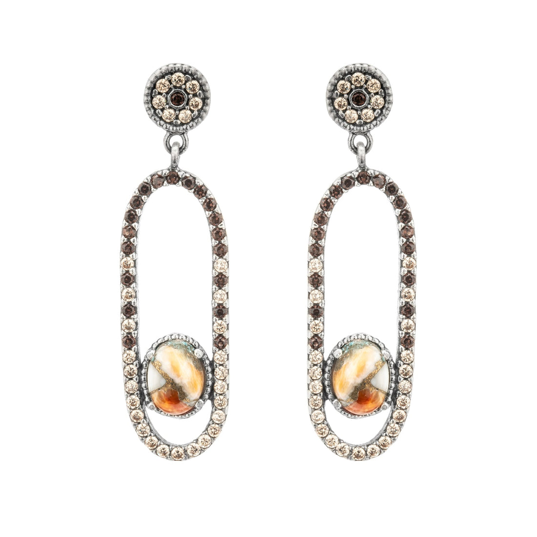 Pendientes plata turquesa copper y circos bicolor