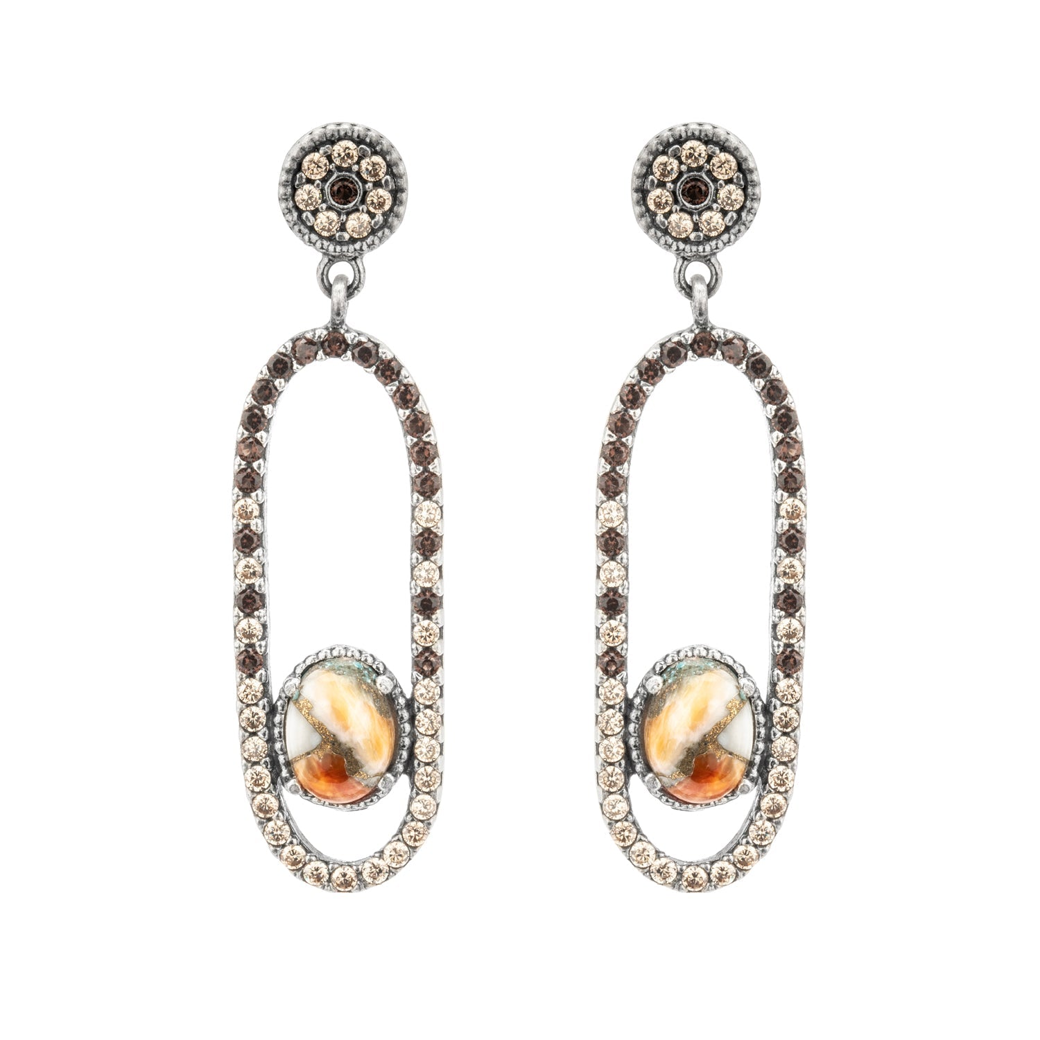 Pendientes plata turquesa copper y circos bicolor