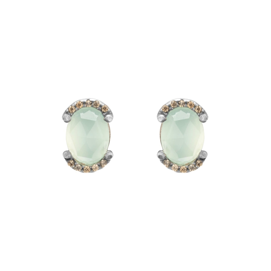 Pendientes plata botón calcedonia orla circos cava