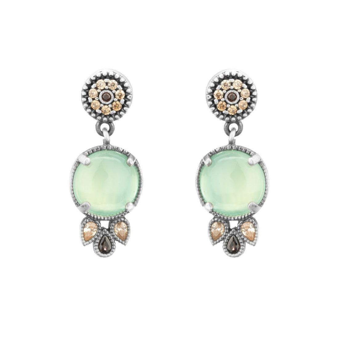 Pendientes plata calcedonia, 3 gotas cava brown