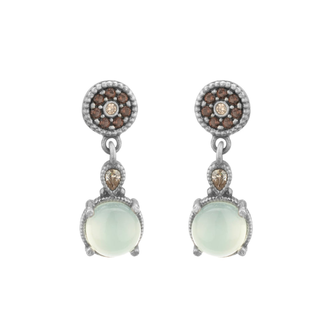 Pendientes plata calcedonia, gota cava