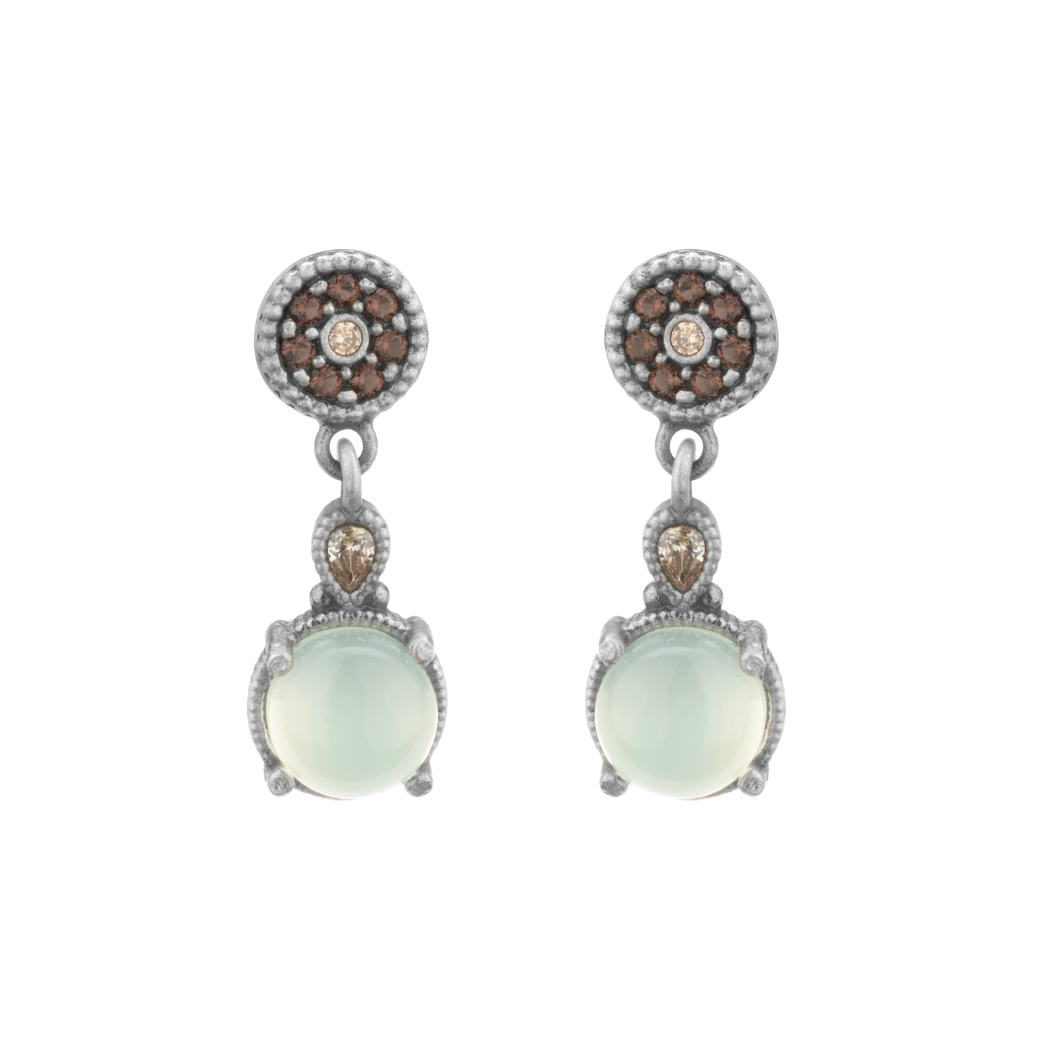 Pendientes plata calcedonia, gota cava