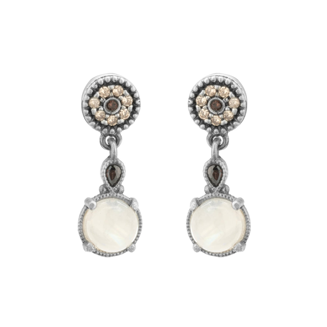 Pendientes plata piedra luna, gota brown