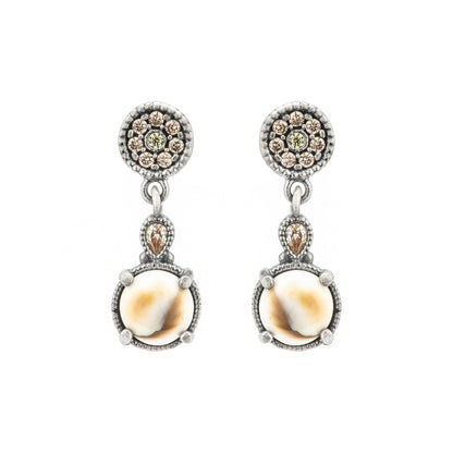 Shiva silver earrings, champagne drop.