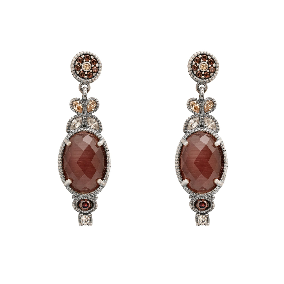 Pendientes plata ojo de gato morado