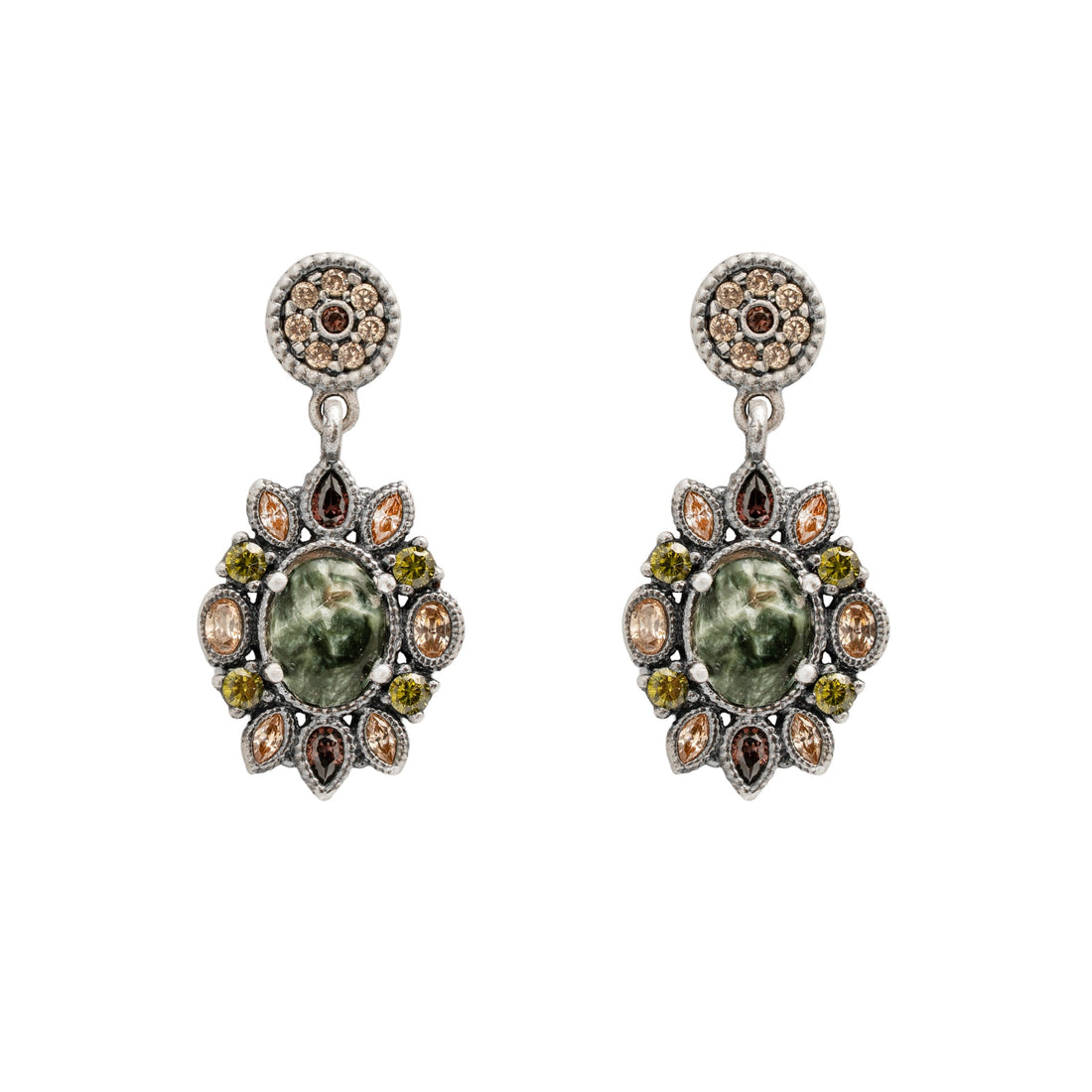 Pendientes plata flor seraphinite