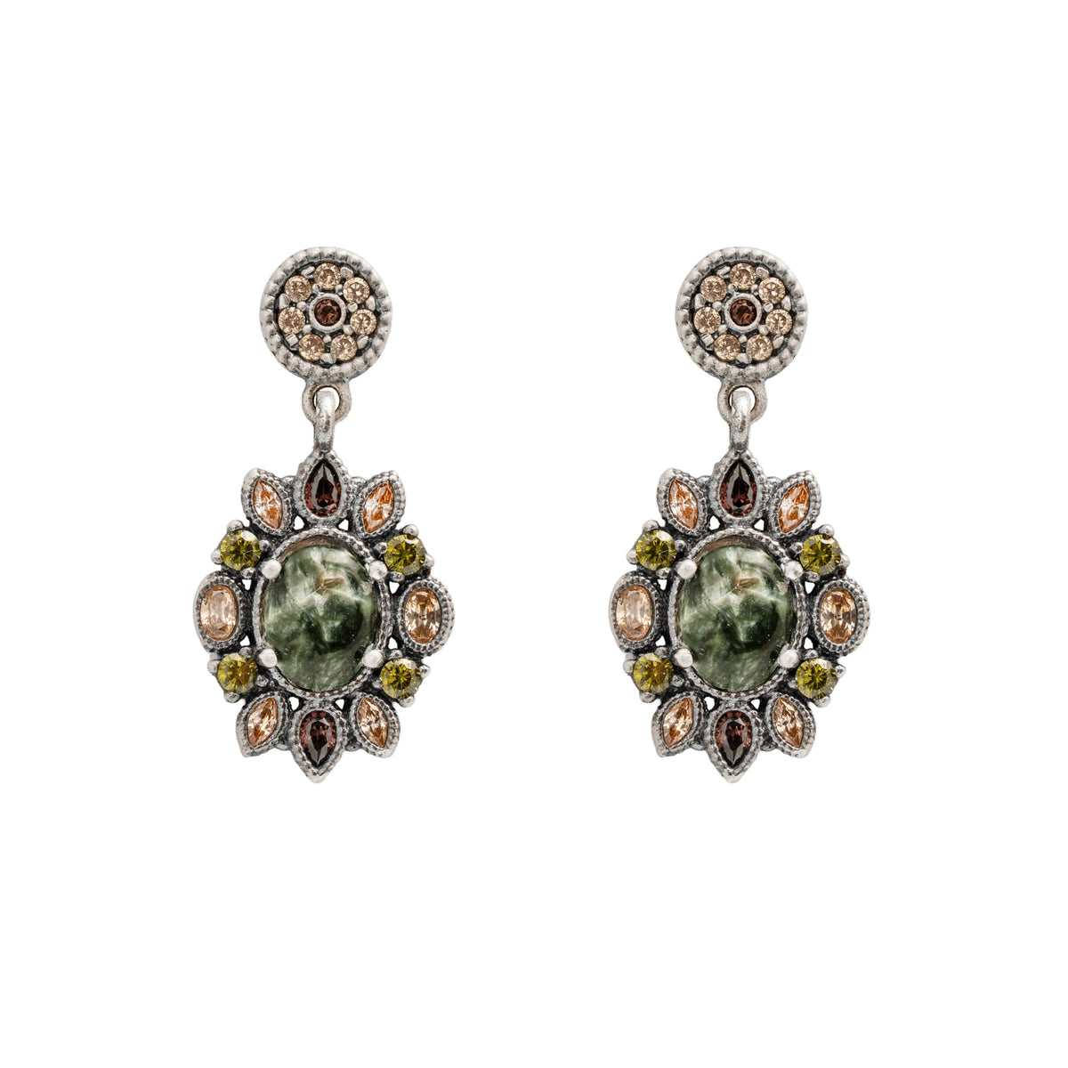 Pendientes plata flor seraphinite