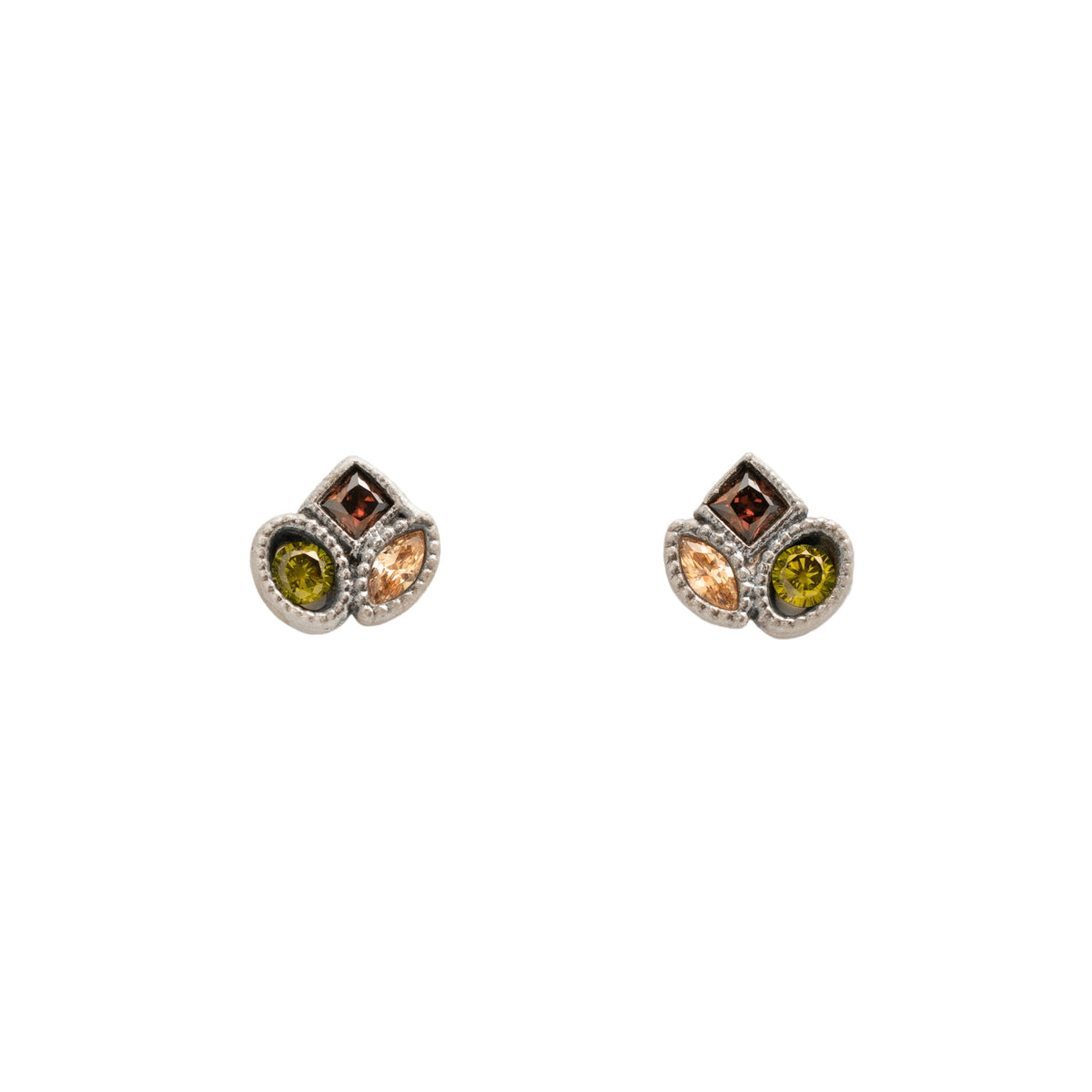 Pendientes botón plata