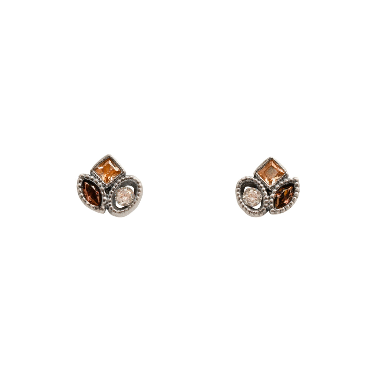 Pendientes botón plata
