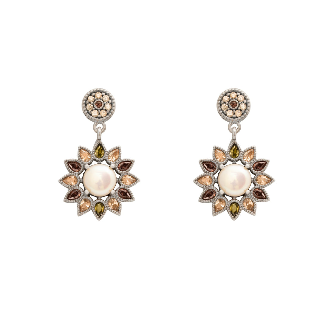 Pendientes plata flor