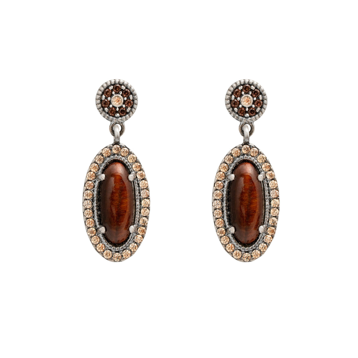 Pendientes plata ojo de tigre rojo