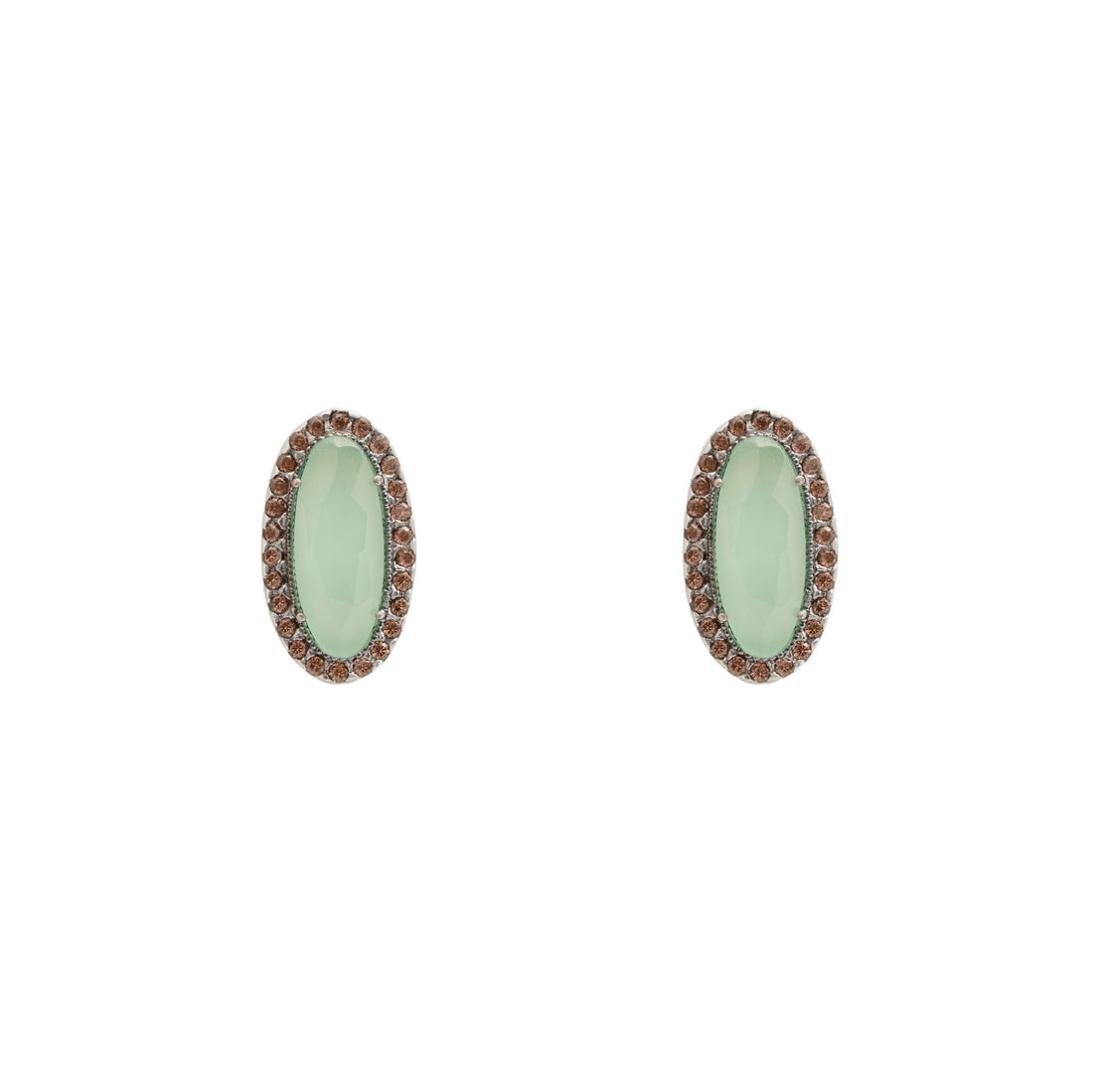 Pendientes botón plata calcedonia
