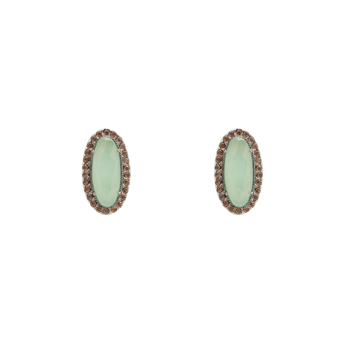 Pendientes botón plata calcedonia