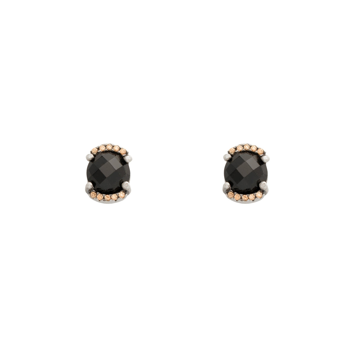 Pendientes botón plata ónix