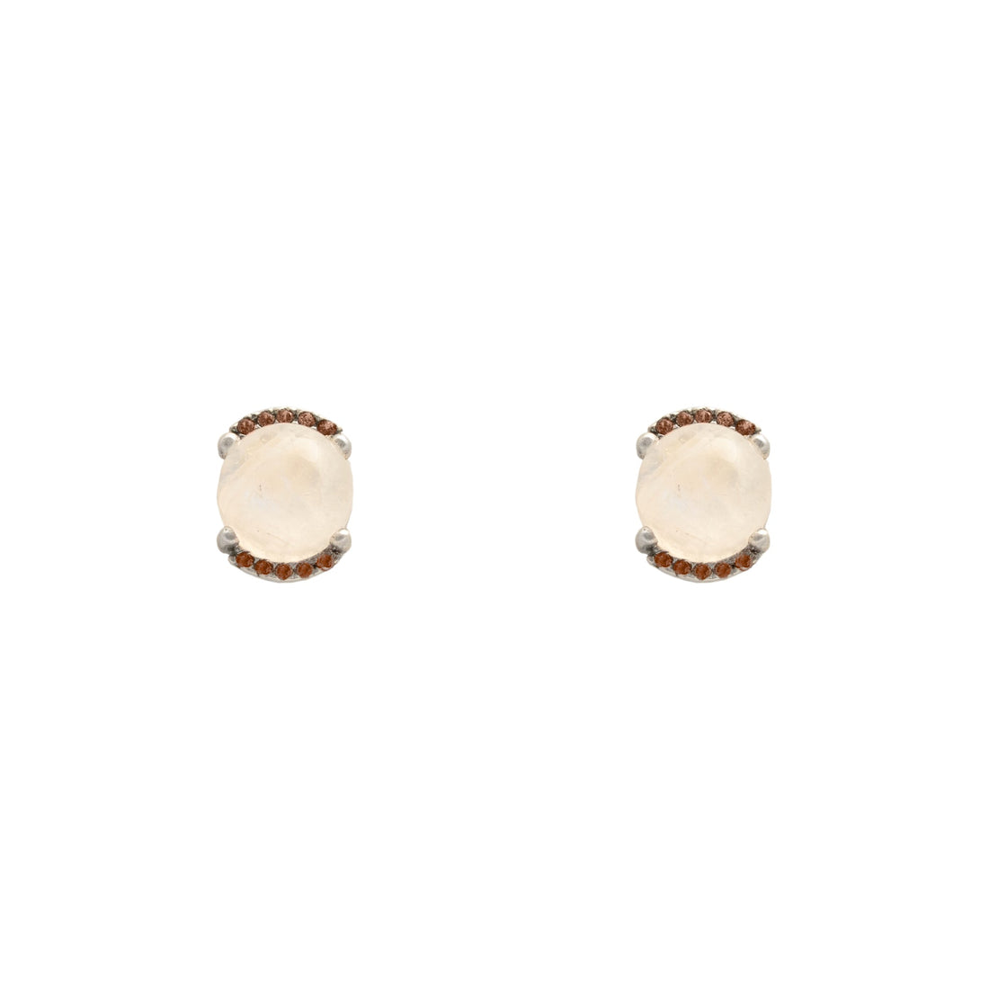 Pendientes botón plata piedra luna