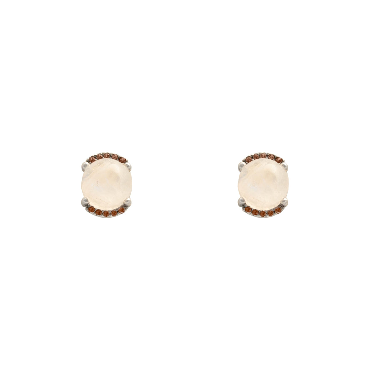 Pendientes botón plata piedra luna