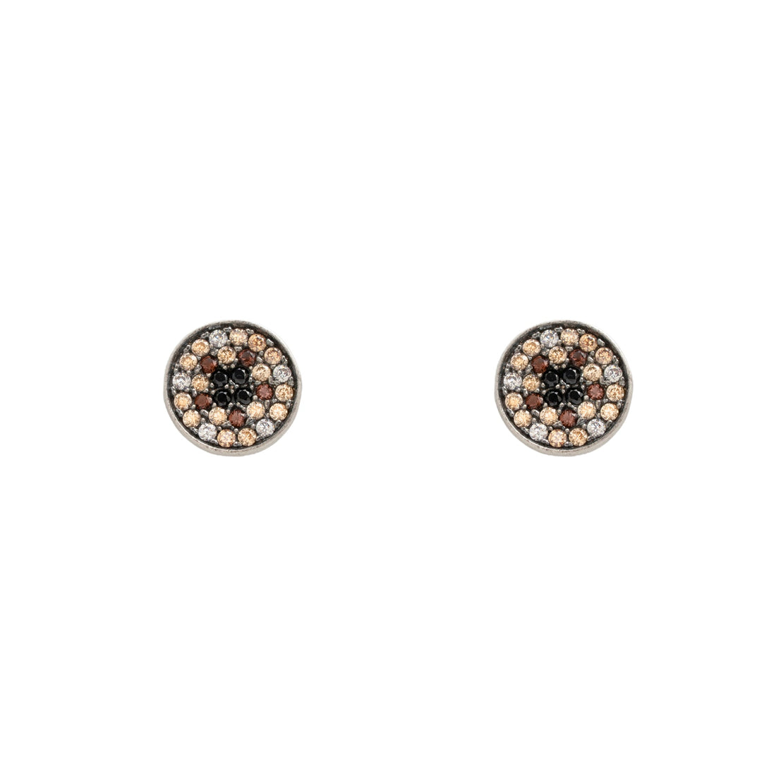 Pendientes botón plata espinelas