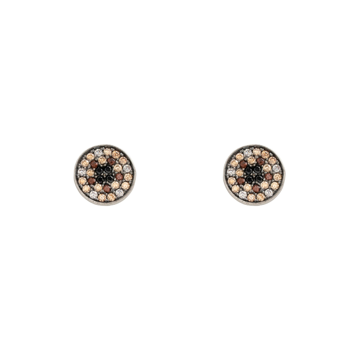 Pendientes botón plata espinelas