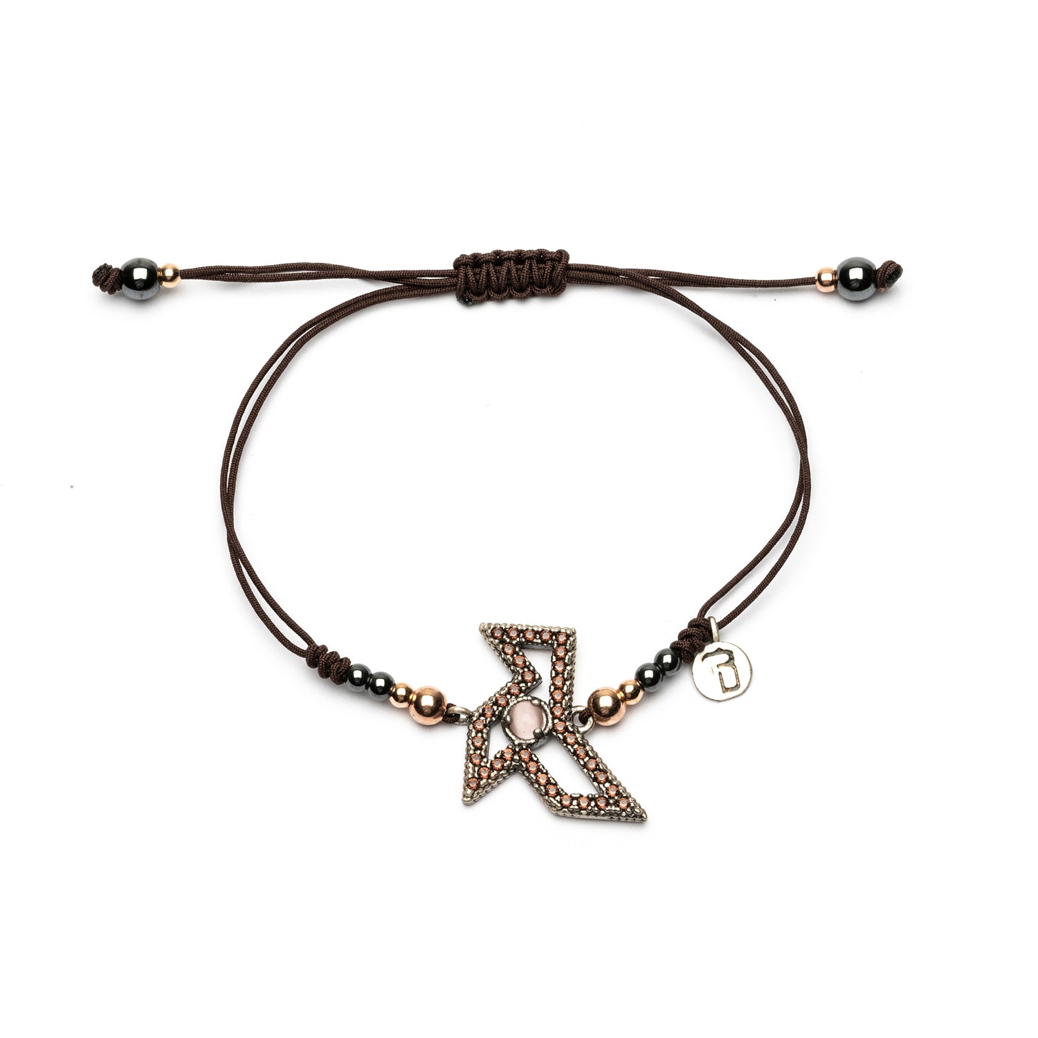 Pulsera Macramé Pajarita Plata Piedra Central