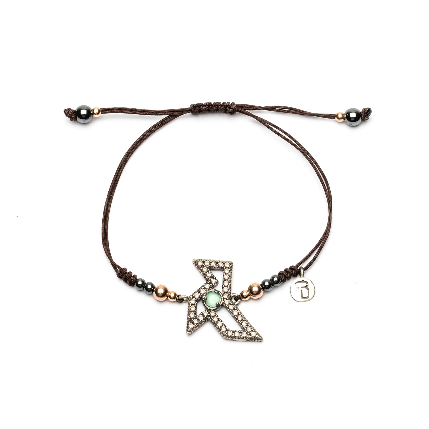 Pulsera Macramé Pajarita Plata Piedra Central