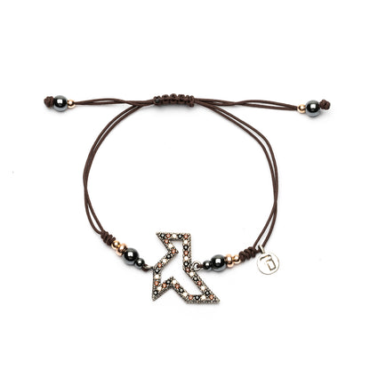 Pulsera Macramé Pajarita Plata