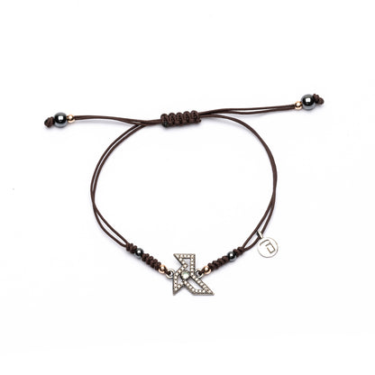 Pulsera Macramé Pajarita Plata Pequeña