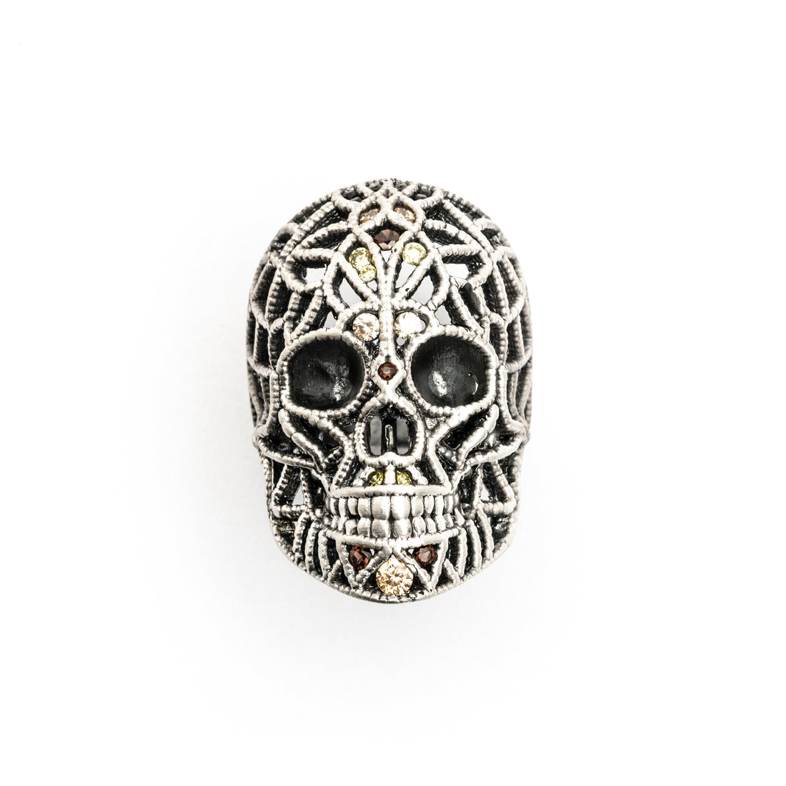 Anillo Calado Calavera Grande Plata