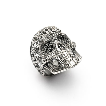 Anillo Calavera Barroca Mediano Plata
