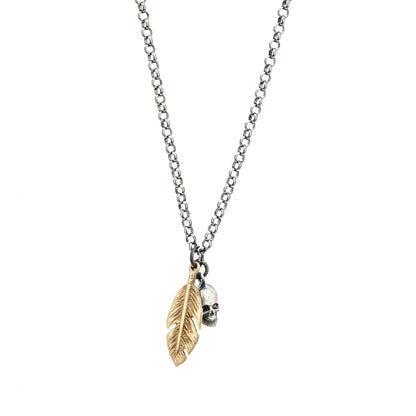 Colgante Plata Calavera Pluma