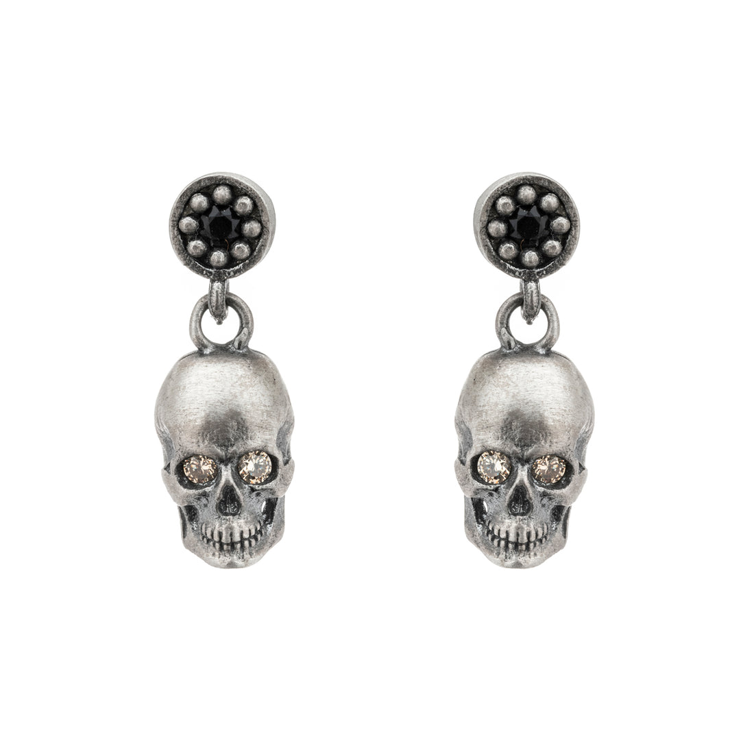 Pendientes Calavera Plata Circonitas
