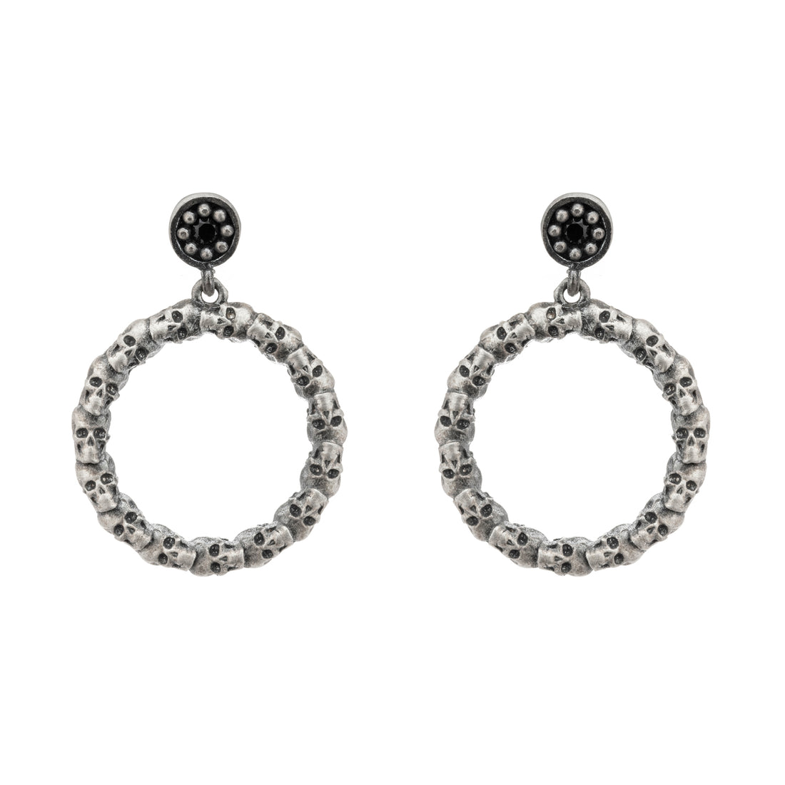 Pendientes Aro Calavera Plata