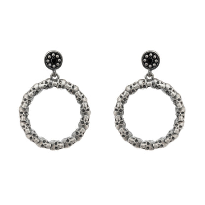 Pendientes Aro Calavera Plata