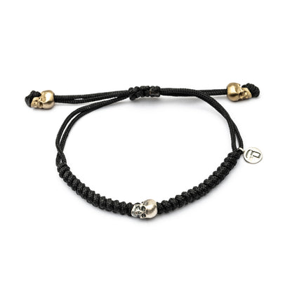 Pulsera Plata Macramé Calavera