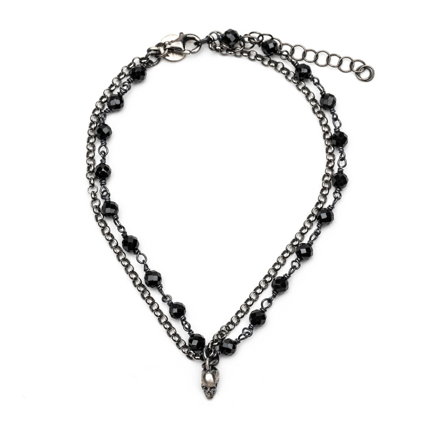 Pulsera Plata Calavera Rosario