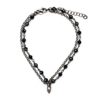 Pulsera Plata Calavera Rosario