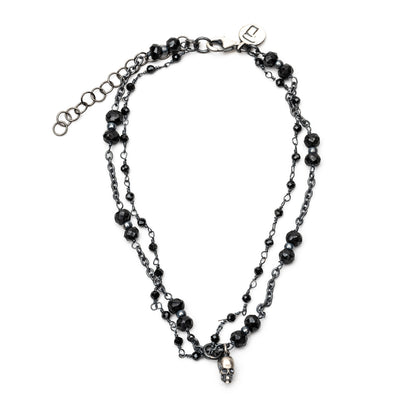 Pulsera Plata Calavera Rosario