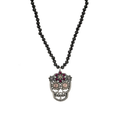 Colgante Calavera Pequeña Flores Plata