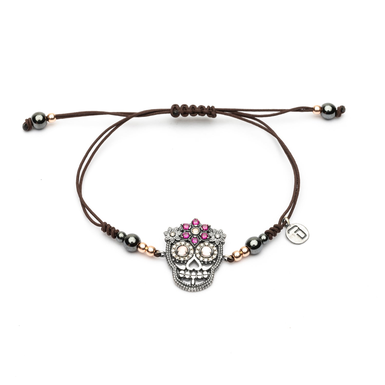 Pulser Plata Macramé Calavera Flores