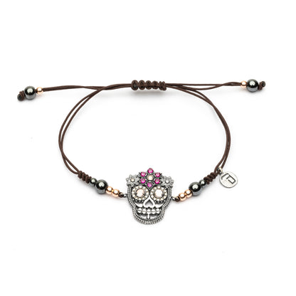 Pulser Plata Macramé Calavera Flores