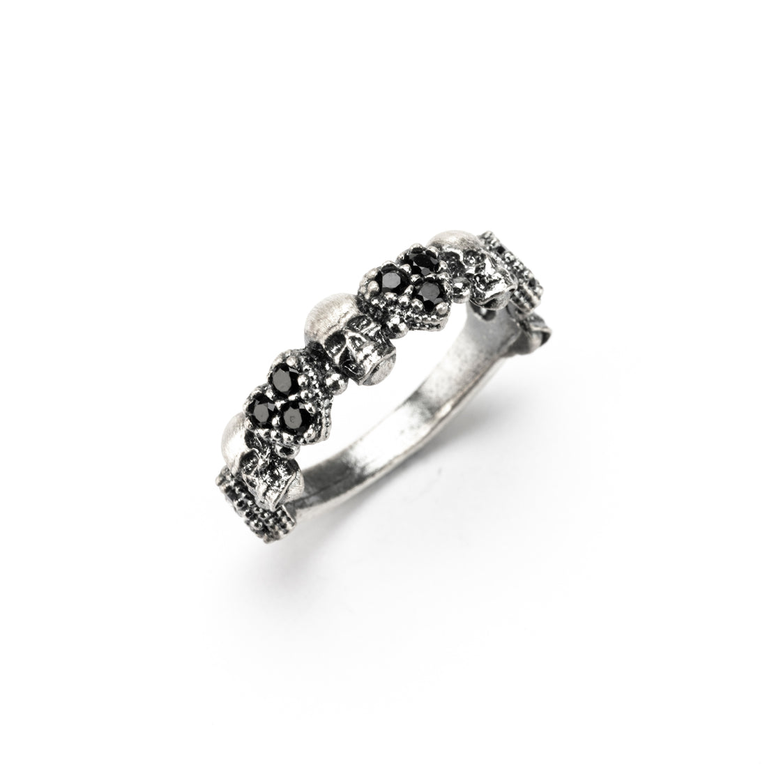 Anillo Plata Corazones Calaveras
