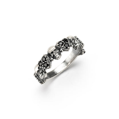 Anillo Plata Corazones Calaveras