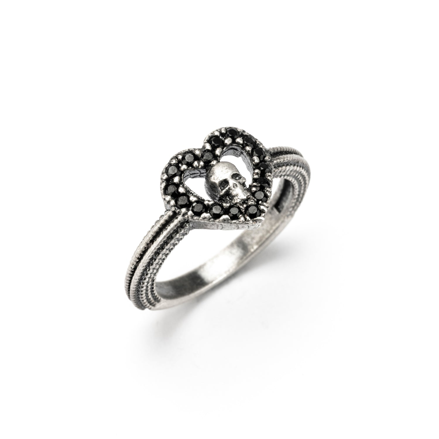 Anillo Plata Corazón Calavera
