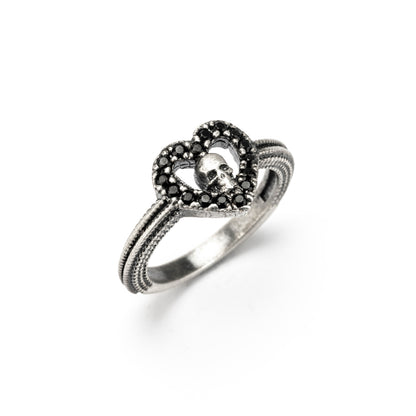 Anillo Plata Corazón Calavera