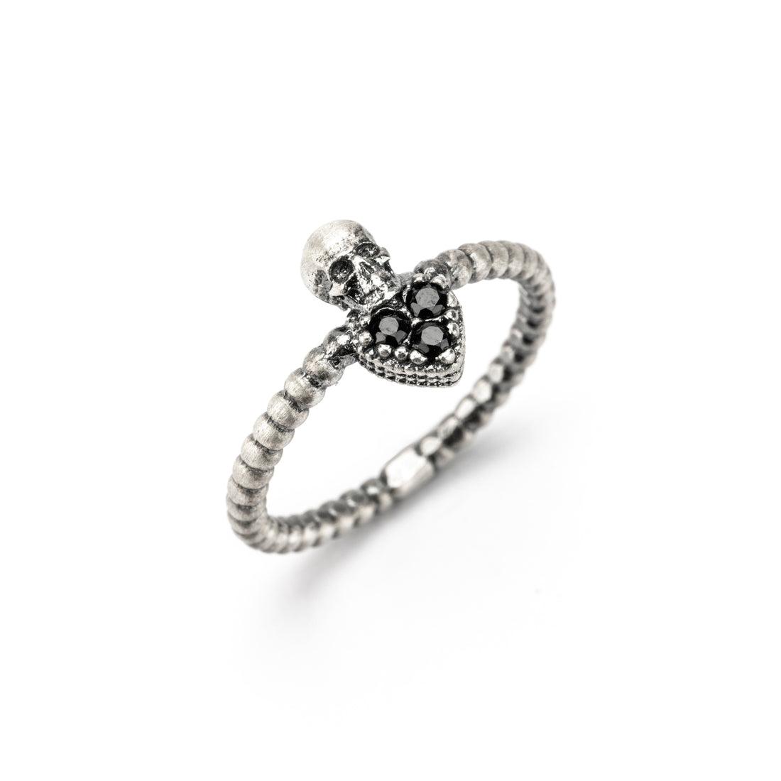 Anillo Plata Corazón Calavera