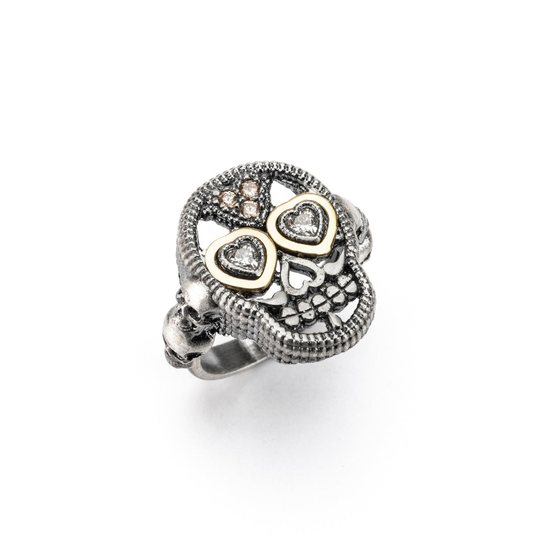 Anillo Plata y Bronce Calavera